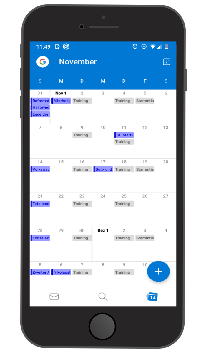 Outlook month view
