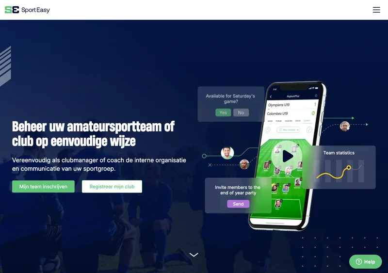 Screenshot van de SportEasy-app voor sportclubs