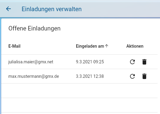 Manage pending invitations