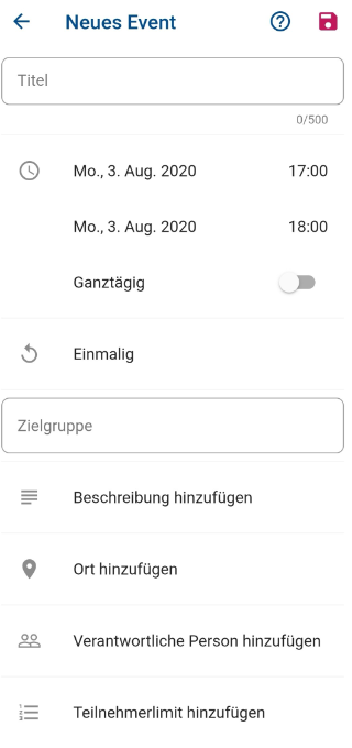 Create new event