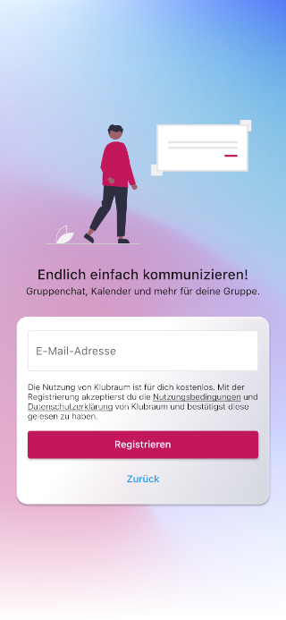 New Klubraum Sign up with Email