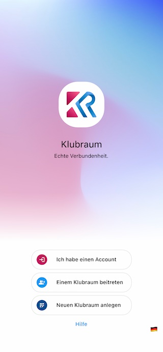 Klubraum Start Screen