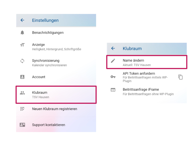 Change klubraum name