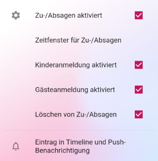 Time window settings
