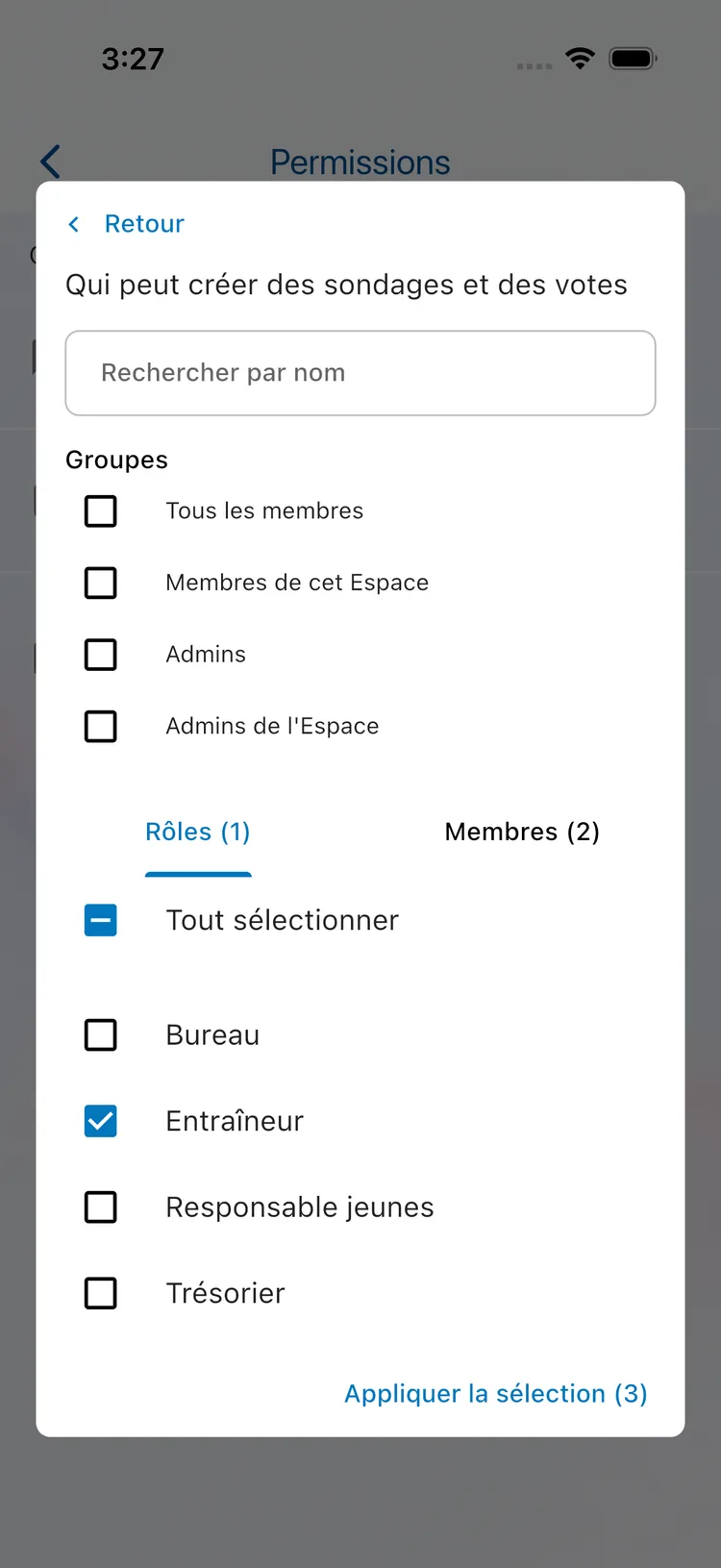 Sélection personnalisée avec des rôles